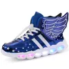 Wings USB LED Shoes Kids Shoes Girls Boys Light Up Luminous Sneakers Fulling Lighted Lighting Lighting 2011121356558