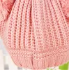 Kid Knit Crochet Beanies Hat Girls Soft Double Balls Winter Warm Hat 5 Colors Outdoor Baby Pompom Ski Caps