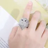 Mode Hip Hop Mens Smycken Ring Owl Iced Out Ring Zircon Hiphop Gold Silver Rings