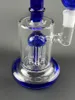 8-Zoll-Wasserbong aus blauem Glas, Öl-Dab-Rig-Hookah-Rauchpfeife mit Schüssel-Recycler-Duschkopf, 14-mm-Innengewinde