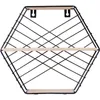 Nordisk stil smidesjärn dubbelskikt grid rack vardagsrum vägg hexagonal vägg hängande prydnad efterbehandling rack T200506