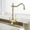 Quyanre Gold Kitchen Faucets Mixer Dricksvattenfiltrerat kökskran 360 Rotation Mixer Tap Purification Kitchen Crane Tap T200810