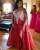 ASO EBI 2022 Arabisch Plus Size Red Sparkly Sheath Prom Dresses Beaded Crystals Sexy Evening Formele Partij Tweede Ontvangst Verjaardag Verlofjurken Jurk ZJ664