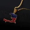 Colliers avec pendentif carte du pays d'haïti, bijoux en chaîne pour femmes et filles