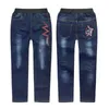 Crianças Jeans Jeans Spring Crianças calças de jeans casual calça de jeans- Crianças Letra Straight Troushers LJ201203