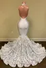 2020 zeemeermin prom jurken halter kanten lovertjes Appliqued backless avondjurk op maat gemaakte speciale gelegenheid jurken plus size1086126