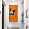 Classique moderne Orange course de chevaux toile impression peinture affiche Cool mur Art mur photos pour entrée grande taille décor à la maison LJ2258l