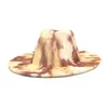 Jazz Panama Cap Tie dye Felt Fedora Hats Women Men Wide Brim Hat Woman Man Formal Hat mens Lady Top caps Winter Fashion 2021 NEW