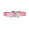 PU Leather Dog Collar With Bling Rhinestone Bow Adjustable Pets Collars for Small Medium Large Dogs Puppy Pet Supplies XXS-L WLY BH4516