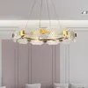 Postmodern light luxury chandelier living room personality creative dining room round glass bedroom designer model room chandeli