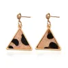 New Design 14K Gold Plated Triangle Stud Earrings Women Custom Cheetah Leopard Geometric Leather Drop Statement Earrings Party Jewelry