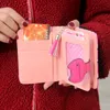 レディースショートPUレザー漫画かわいい猫の財布タッセルジッパーバックルコントラストコイン財布女性カードホルダーお金バッグ
