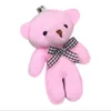 20pcs 12cm Small Stuffed Mini teddy bears decoration key Chain Anime pendant Toys Plush pink gray brown colorful teddies bear Y0109974873