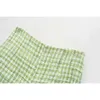 New 2020 Women Green Tweed Woolen Bermuda Shorts Ladies casuais laterais laterais laterais Hot Summer Chic Summer Pantalone Cortos P627 T200701