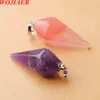 Wojiaer naturliga ädelstenar hänge hexagonal pyramid reiki chakra healing dingle pärla kvinnor diy smycken halsband bz905