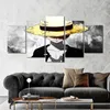 モダンなスタイルのキャンバスペインティングウォールポスターアニメワンピースキャラクターモンキールフィとホームルームのための金色の帽子を飾る2424