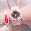 Модные мужчины Женщины цифровые часы Ins Popular Pink Gold Sport Watch для женского светодиодного 5ATM Водонепроницаемые наручные часы Lover Lister
