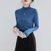 Temel Bahar Sonbahar Yarım Kaplumbağa Boyun Uzun Kollu Harajuku Grafik Tees T Shirt Kadınlar Solid Casual Ladies Tops Dipler Y1636A1