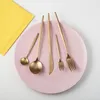 KuBac 30 Pcs Rose Gold Stainless Steel Dinnerware Fork Knife Scoops Dessert forks Cutlery Set Tableware For Party Y200111