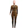 2020 Spring Sexy Jumpsuit Leopard Print See Through Playsuits Bodysuit Rompers Womens Jumpsuit Streetwear Party Night Clothes T200303