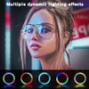 RGB-LED-Licht, Farbwechsel, Ringlicht, Ringlampe mit Bluetooth-Fernbedienung für Selfie, Tiktok, Video, Live-Stream, Online-Konferenz