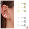 3 st Real Stud Örhängen 925 Sterling Silver Små Söt Enkelt För Kvinnor Piercing Örhängen Earing Smycken Pendientes