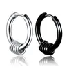 Silver Black Rings Ear Stuff rostfritt stål Hoop örhängen modesmycken för män kvinnor gåva kommer och sandig
