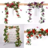 2,2m Konstgjord blomma Vin Plast Rose Leaf Bröllopsinredning Real Touch Blommor Hängande Garland Hem Inredning Blomma Rattan Ny 6 5SW G2