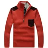 メンズのセーター衣服冬のカジュアル秋のプルオーバーニットセーターオスウールフリース厚い温かいポケットセータースタンディングコラー220929