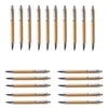 Ferramentas de escrita de bambu e madeira de caneta esferográfica, recarga azul (60 peças)