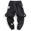 Ribbons Multi Pockets Cargo Harajuku Casual Joggers Track Streetwear Trouser Hip Hop Harem Pants Techwear Men 201128
