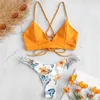 Floral Swimwear Women Swimsuit Sexy Push Up Micro Bikinis Set Swimming Bathing Suit Beachwear Summer Brazilian Bikini XS FF5 T200708