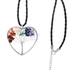 7 Chakra Natural Stone Tree of Life Halsband Crystal Heart Pendant Kvinnor Halsband Fashion Jewelry Will and Sandy Gift