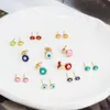 S2797 Fashion Jewelry Evil Eye Stud Earrings for Women Drop Glaze Rounded Oval Blue Eye Earrings