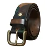 Camouflage pure cowhide belt for men genuine leather vintage high quality belt with brass buckle