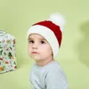 Jul Kid Hat Pom Pom Stickning Vinter Varm Mjuk Baby Toddler Virka Beanie Öra Täcka Xmas Gröna Röda Barn Stickade Mössor LJJP799