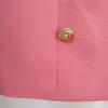 Pink Skirt Blazer Suits Fashion Gold Double Breasted Buttons Blazers Pencil Skirts Slim Two Pieces Sets High Quality 220221