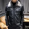 Faux Fur Collar Mens Jacket Designer PU Leather Thicken Winter Coats Clothes Fashion Trend Fleece Letter Embroidery Biker Jacket Outerwear