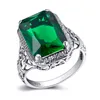 Cluster Ringen Emerald Echt 925 Sterling Zilver Originele Fijne Sieraden Neo-Gothic Wedding Bands Klassieke natuurlijke edelsteenring voor vrouwen