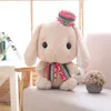 22 cm Kawaii Soft Lop Rabbit Plush Toy Pink Stuffed Plush Rabbit Doll Graduation Game Toys For Children Educational Birthday Gift LJ201126