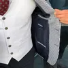 Mavi Houndstooth düğün smokin erkekler takım elbise 3 adet özel yapılmış düğün takım elbise yaka gündelik moda resmi iş palto pantolon pantolon vest3111330