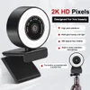 Webcam Ring Light HD 1080P Video Recording USB Web Camera for PC Game Class Online Laptop Computer with Microphone Cam Streaming OBS