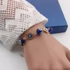 S2696 bijoux de mode mauvais œil Bracelets perles de verre strass bleu œil chaîne Bracelets