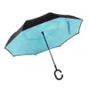 Vindtät omvänd vikning dubbelskikt inverterat paraply självstativ inuti regnskydd c-krok händer för bil lls596