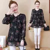 Blusas Mujer de MODA 2020 Kimono Casual Floral Chiffon Blouse Kvinnor Kemise Plus Storlek Vintage Långärmad Front Topp Top H1230