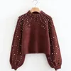 Lossky Cashmere Sweater Pullover With Pearls Women Pure Autumn Winter Warm Knit Pull Jumpers Female Top Clothes LJ201112