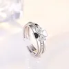 Modeschmuck-Ring, Drei-in-Eins-Kombination, abnehmbarer Schmuck, offener Ring, verstellbar, edding Verlobungs-Brautring-Set J141