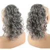 African american Silver Grey Hair Afro Puff Kinky Curly ponytails human extension natural curly updos salt pepper gray pony tail h9218572