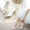 الكورية نمط أشار عالية الكعب أحذية الزفاف الأبيض الزفاف صغير الحجم 33-43 أحجام حزب اللباس 220226