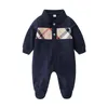 100%cotton 0-2 years INS infant Rompers baby boys and girls Turn-down Collar Wrap foot Jumpsuits jumpsuits kids clothing